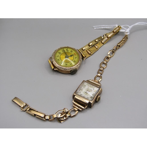 1581 - 9ct GOLD LADIES WATCH AND A 9ct GOLD WATCH MOVEMENT WITH PLATED STRAP