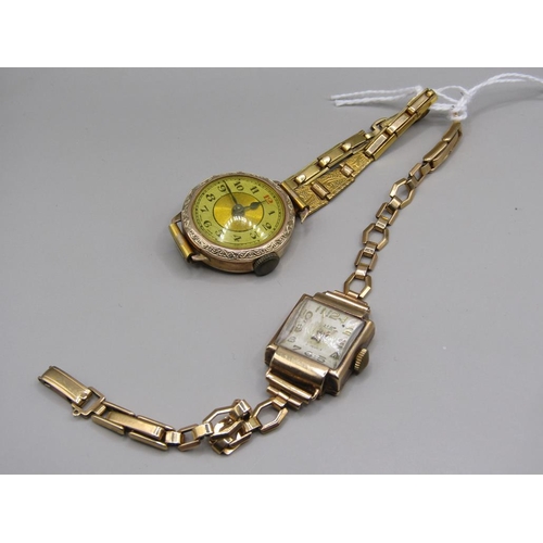 1581 - 9ct GOLD LADIES WATCH AND A 9ct GOLD WATCH MOVEMENT WITH PLATED STRAP