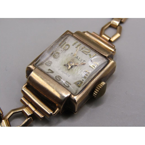 1581 - 9ct GOLD LADIES WATCH AND A 9ct GOLD WATCH MOVEMENT WITH PLATED STRAP