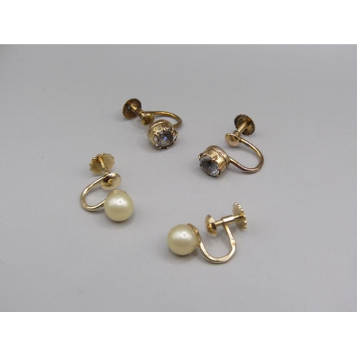 1591 - TWO PAIRS OF 9ct GOLD EARRINGS, 3.8g