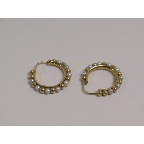 1594 - PAIR OF 18ct PEARL EARRINGS, 4.8g TOTAL