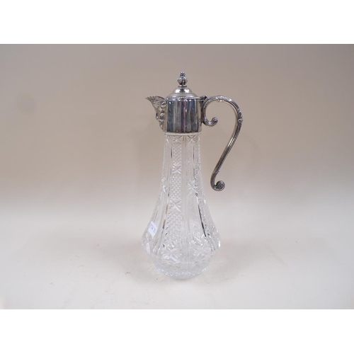 1721 - SILVER PLATED CUT GLASS CLARET JUG