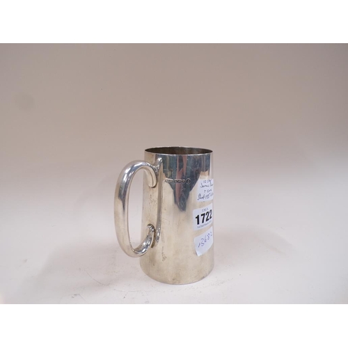 1722 - JAMES DIXON AND SON SILVER TANKARD WITH GLASS BASE DATED SHEFFIELD 1935, 12.5ozt TOTAL WEIGHT