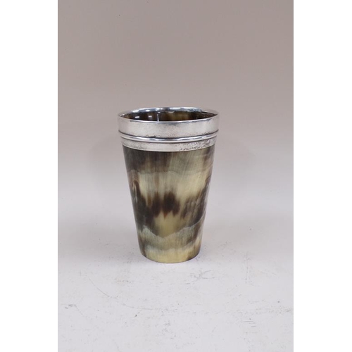 1730 - SILVER RIMMED HORN BEAKER