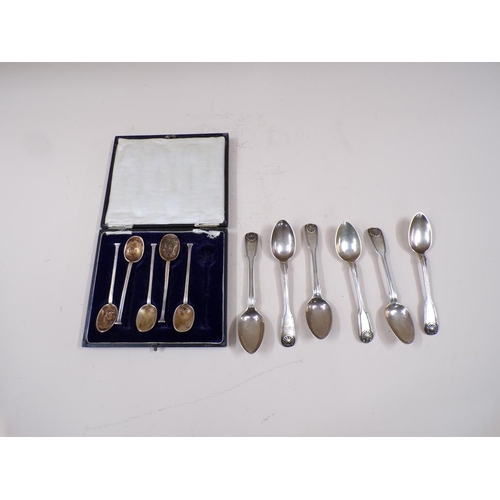 1732 - SIX SILVER SPOONS AND A BOXED SET OF SILVER SPOONS 7ozt