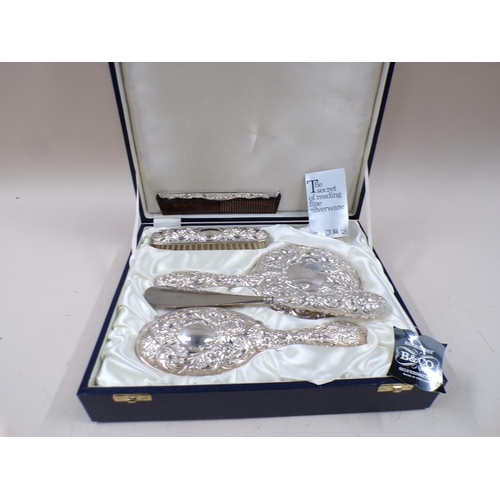 1745 - BOXED SILVER DRESSING TABLE SET, BROADWAY AND CO, SILVERSMITHS