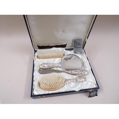 1745 - BOXED SILVER DRESSING TABLE SET, BROADWAY AND CO, SILVERSMITHS