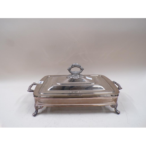 1768 - SILVER PLATED TWO HANDLED GLASS LINED TUREEN