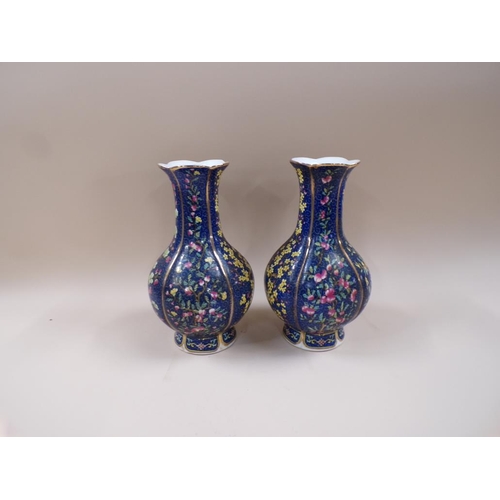 1811 - PAIR OF BLUE GLAZED CHINESE PORCELAIN VASES, 27CM H