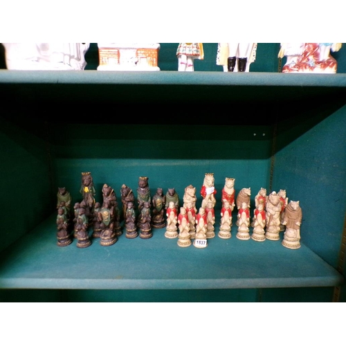 1837 - COMPOSITE ANIMAL CHESS SET - LARGEST 20CM H