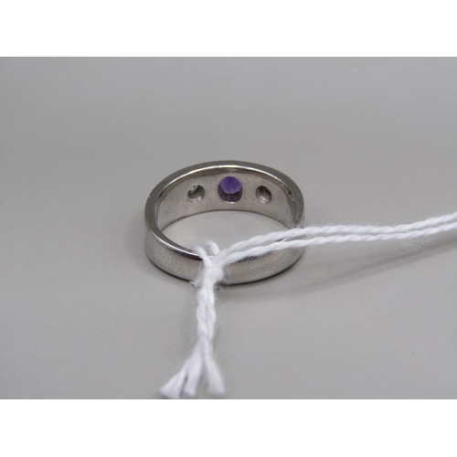 1606 - SILVER AMETHYST RING SIZE P