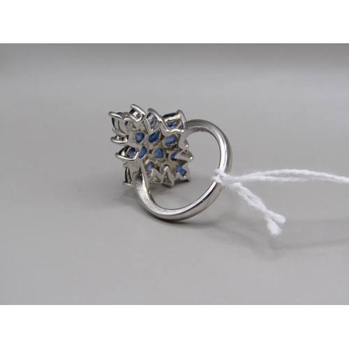 1607 - SILVER BLUE SAPPHIRE RING SIZE L