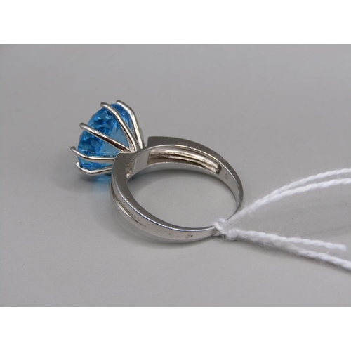 1609 - SILVER BLUE TOPAZ RING SIZE Q