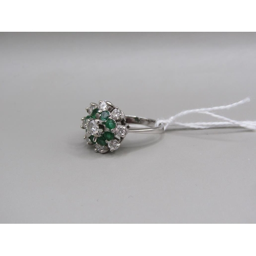 1611 - 18ct EMERALD AND DIAMOND RING SIZE M