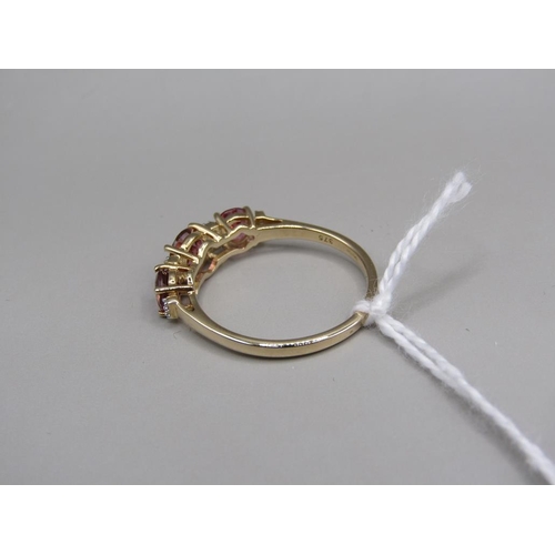 1612 - GOLD PINK TOURMALINE 3 STONE RING