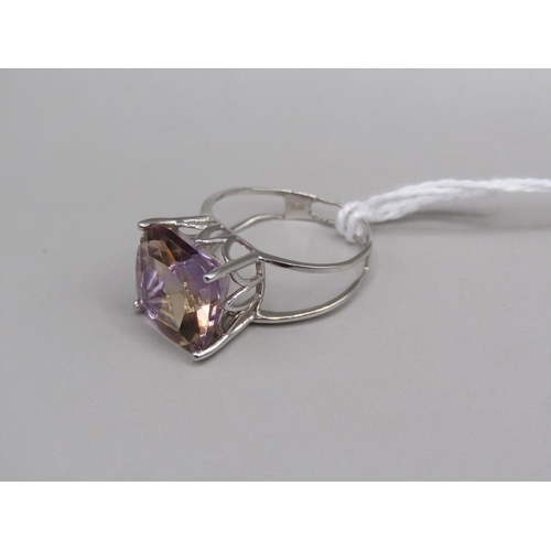 1618 - WHITE GOLD AMETRINE RING SIZE N1/2