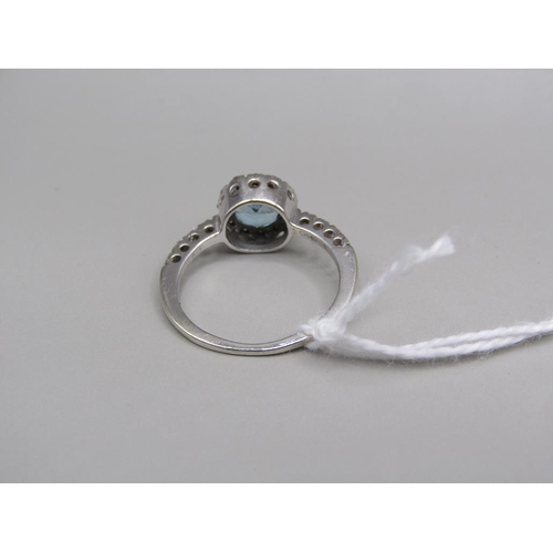 1624 - WHITE GOLD BLUE TOPAZ DIAMOND RING L