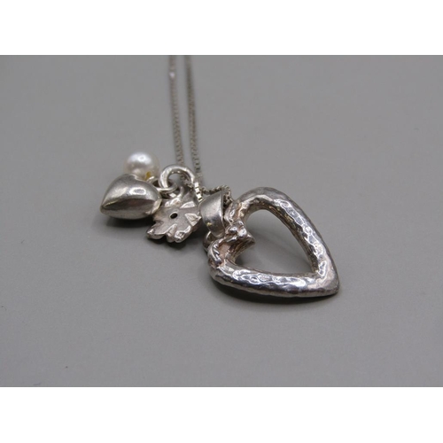 1638 - SILVER HEART PEARL NECKLACE