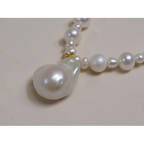 1644 - SILVER GILT CULTURED BAROQUE PEARL NECKLACE