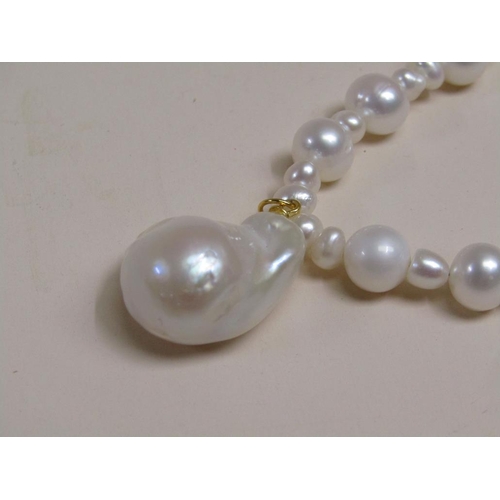 1644 - SILVER GILT CULTURED BAROQUE PEARL NECKLACE