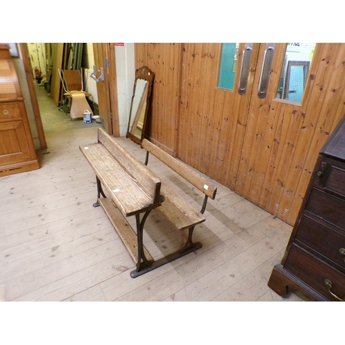 1881 - EDWARDIAN PERIOD DOUBLE SCHOOL DESK, 92CM W