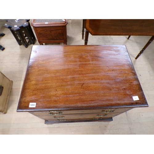 1891 - LATE GEORGIAN MAHOGANY SMALL CHEST OF FOUR LONG GRADUATED DRAWERS, 69CM W, 70CM H