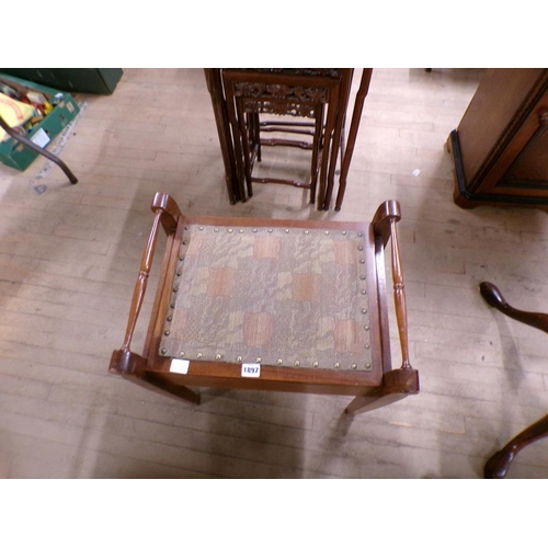 1897 - EDWARDIAN MUSIC STOOL WITH BOX SEAT