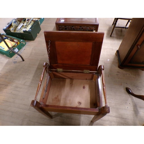 1897 - EDWARDIAN MUSIC STOOL WITH BOX SEAT