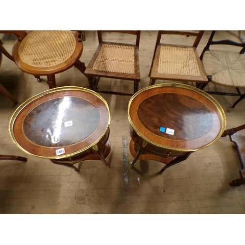 1901 - PAIR OF REPRO OVAL GALLERIED TABLES