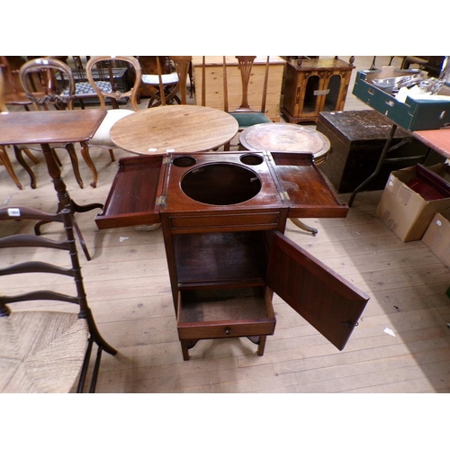 1903 - LATE GEORGIAN MAHOGANY WASH STAND WITH FOLD OVER TOP, 35CM W, 89CM H