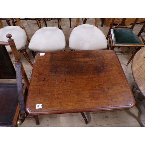 1912 - 19C MAHOGANY RECTANGULAR PEDESTAL TRIPOD TABLE, 61CM W, 75CM H