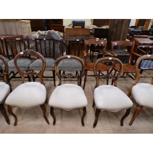 1917 - MATCHED SET OF EIGHT VICTORIAN BALLOON BACK SINGLE CHAIRS