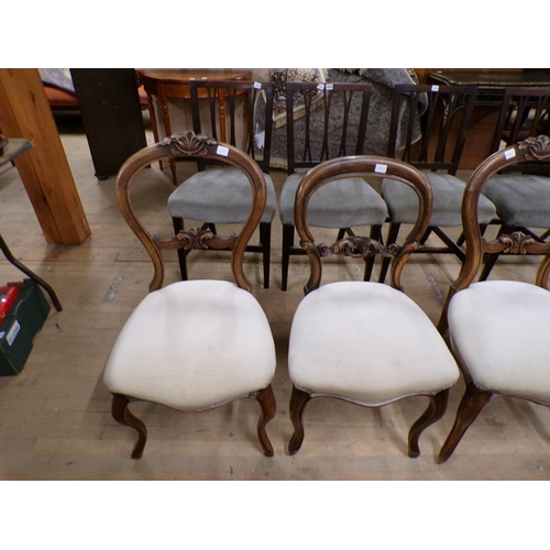 1917 - MATCHED SET OF EIGHT VICTORIAN BALLOON BACK SINGLE CHAIRS