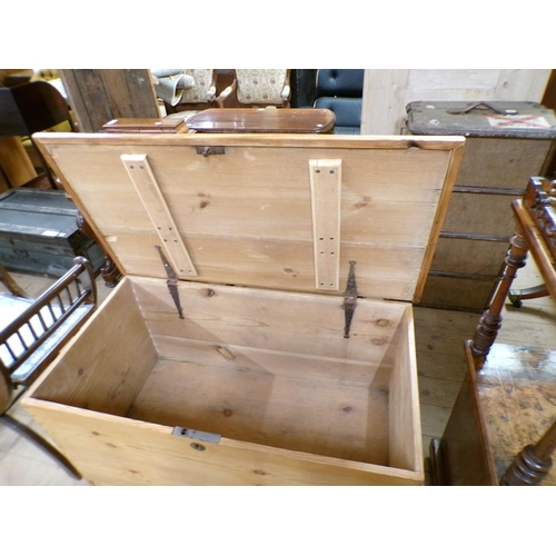 1922 - PINE MULE CHEST, 92CM W, 68CM H