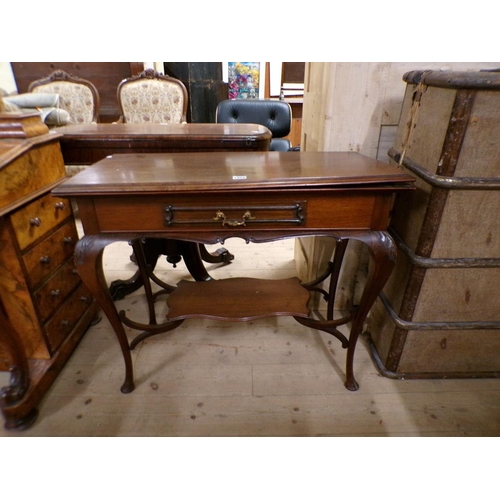 1926 - EDWARDIAN PERIOD, 19C STYLE, MAHOGANY SIDE TABLE FITTED ONE FRIEZE DRAWER AND UNDER TIER SHELF, 84CM... 