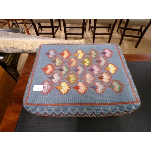 1938 - VICTORIAN UPHOLSTERED WALNUT STOOL, 40CM W