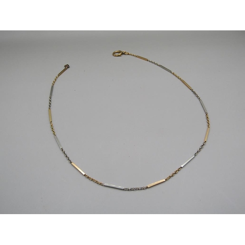 1589 - GOLD TWO COLOUR NECKLACE AND ONE OTHER NECKLACE