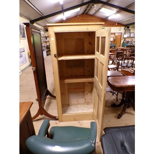 1942 - PINE KITCHEN CABINET ENCLOSED BY A SINGLE GLASS AND WOOD PANELLED DOOR, 80CM W, 170CM H