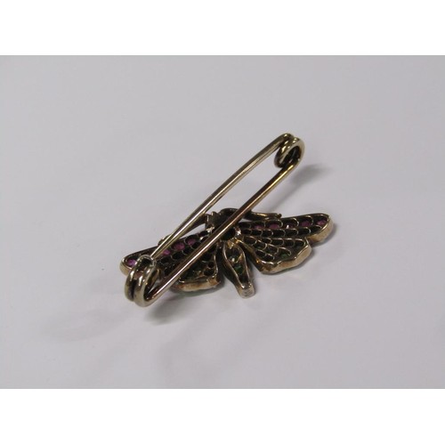 98 - An antique gold diamond gem set butterfly brooch.