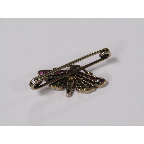 98 - An antique gold diamond gem set butterfly brooch.