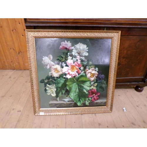 262 - Bennett Oates - A vase of mixed flowers, signed, oil on board, framed, 60cm x 60cm.