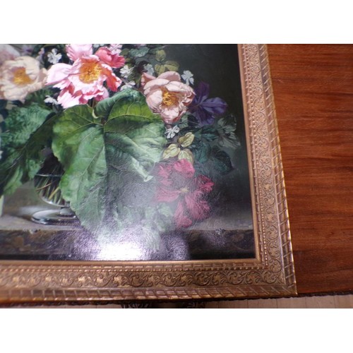 262 - Bennett Oates - A vase of mixed flowers, signed, oil on board, framed, 60cm x 60cm.