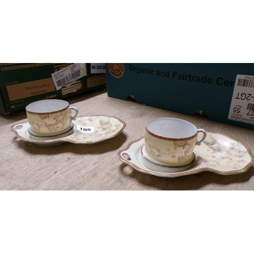 105 - TWO JAPANESE TEA CUPS AND SAUCERS