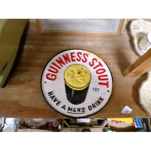 107 - REPRO CAST GUINNESS STOUT SIGN