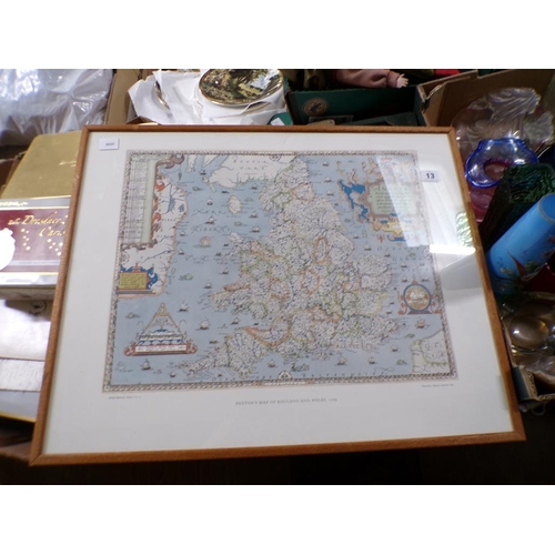 13 - REPRO SAXTONS MAP OF ENGLAND AND WALES