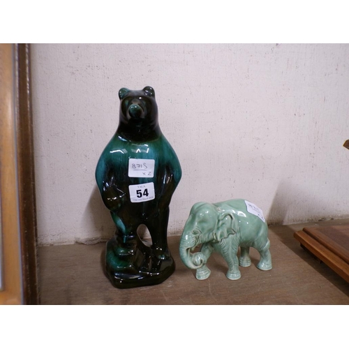 54 - CANADIAN GLAZED BEAR FIGURE; ELEPHANT