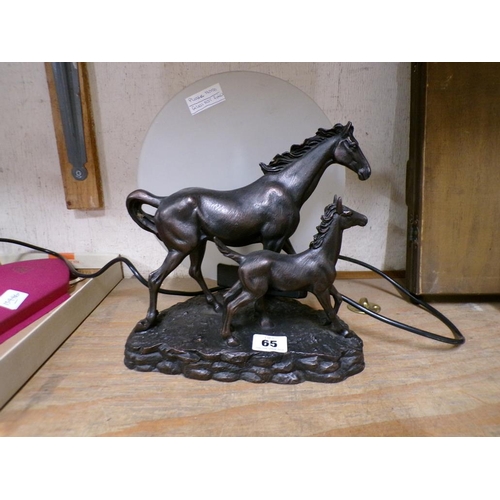 65 - BRONZED HORSE AND FOAL LAMP