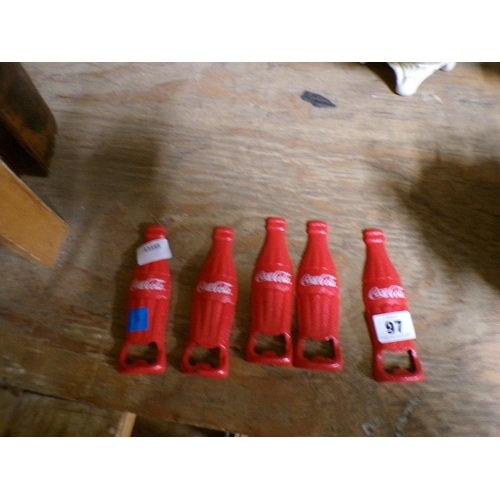 97 - FIVE REPLICA COCA COLA BOTTLE OPENERS