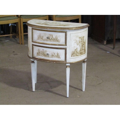 677 - DEMI LUNE PAINTED CHEST OF DRAWERS