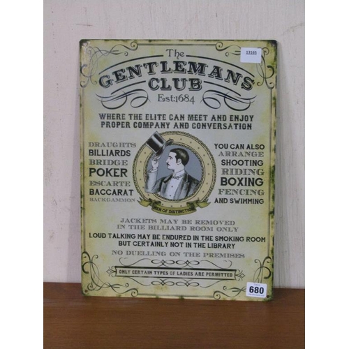 680 - GENTLEMANS CLUB SIGN